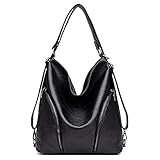 DYLANCLO Damen Umhängetasche Handtasche PU Leder Groß Tasche Shopper Schultertasche Rucksack Schw