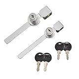 2pcs Zahnstangenschloss, Sliding Glass Door Ratchet Lock, Generic Terrarienschloss Vitrine Schloss für Schiebetüren Glas Schiebe Tür Terrarium Schiebe mit 4 Schlü