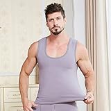 UKKO Unterwäsche Warme Weste Für Den Menschen Halten Sie Warme Unterwäsche Männer Weste Herren Winter Thermoformung Große Größe Männliche Weste Bequeme-Light Grey,XL