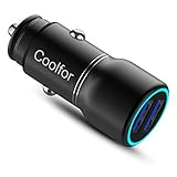 Coolfor Schnellladegerät, 36 W Dual Fast USB KFZ-Ladegerät, Adapter, kompatibel mit iPhone 11/Xs/Xs max/Xr/X/8/7/6/5, iPad Pro/Air/Mini, Samsung Galaxy S10/S9/S9+/S8/S7, Pixel und mehr, Schw