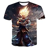Jyuesi Robust Herren Cartoon Anime Aufdruck Sommer T-Shirt Dragon Ball Z Goku Kurzärmlig T-Shirt - Mc, XXL