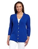 Anne Klein Damen Strickjacke mit V-Ausschnitt und 3/4-Ärmeln, azurblau, 3X