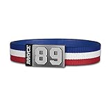 BRAYCE® Trikot am Handgelenk® mit Deiner Trikot Nummer 00-99 I Armband blau, weiß & rot I Sportarmband/Teamarmband personalisierbar & handg