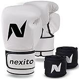 Nexito Boxhandschuhe mit Bandagen - Handschuhe inkl. Boxbandagen, für Boxsack, Box-Training, Boxen - Für Erwachsene (Herren & Damen) - Kampfsport, Fitness, Sport, Boxing-Zubehör, Set - 14