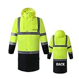 LOHAS PRO Waterproof Rain Jacket Reflective - Hi Vis Long Rain Jacket for Men & Women (Medium, Yellow Black)