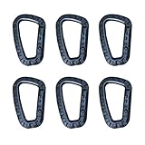 BESPORTBLE 6 stücke multifunktions D Form Bergsteigen Schnalle Tragbare Kunststoff Stahl Klettern Karabiner Hängen Schlüsselanhänger Haken Fit Outdoor (Schwarz)
