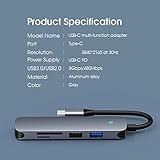 6 In 1 LED Typ-C Hub USB 3.0 OTG Hub 4K 60hz HDMI-kompatibler TF-KartenleserGrau240*30 * 10