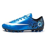 Tulent Fußballschuhe Herren Sohlen Obermaterial AG Spikes Sneakers Convolute Matted Toe Professionelle Fußballschuhe Trainingsschuhe utdoor Sport Cleats Athletics (Color : Blue, Size : 35)