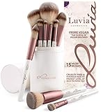 Pinselset Make-Up Von Luvia, Schminkpinsel Inkl. Edlem Pinselhalter & Satin Tasche Für Kosmetikpinsel, Beauty Brush Set Prime Veg