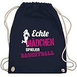 Shirtracer Basketball - Echte Mädchen spielen Basketball - Unisize - Navy Blau - echte mädchen spielen basketball - WM110 - Turnbeutel und Stoffbeutel aus Baumw