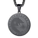 FaithHeart schwarz Wölfe Kette Winkinger Sonne und Mond Wölfe Anhänger für Kinder und Jug