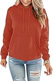 DNTG Damen Leichter Pullover Hoodie Casual Langarm Sweatshirt Oberteil mit Taschen, blau, XXL/3XL