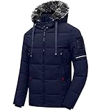 DAMX Herren Winterjacke Herrenjacke Jack Kapuze & Teddyfutter | Warmer Winterparka aus 100% Baumwolle robuste Herrenjacke Parka Winddichte Outdoorjacke Lange Winter Jacke M