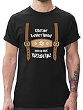 Kompatibel mit Oktoberfest Trachtenshirt Herren - Meine Lederhose ist in der Wäsche Edelweiß - M - Schwarz - trachtenshirt Herren - L190 - Tshirt Herren und Männer T-S