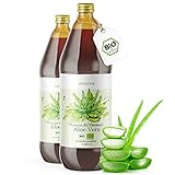 Aloe Vera Saft 100% BIO [NEU] - Einführungsangebot - 2 Liter - Premium Qualität mit 1.200mg Aloverose, kontrolliert und abgefüllt in D