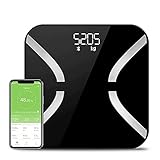 Feixunfan Körperfettwaage Digital Gewichtskala Bad Bluetooth Body Fat Scale Haushalt Elektronische Bodenwaagen für Zuhause Büro (Farbe : Black, Size : 26x26cm)