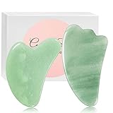 Gua Sha Stein,2 Stück 100% Natürliches Gua Sha Massagewerkzeug,Gua Sha Rosenquarz,Guasha Jade Massagestein,Natur Jade Stein Guasha Brett,Natur Grün Quarz,Gesichtspflegewerkzeug,Gesichtsmassage S