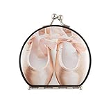 Geldbörse Make-up Spiegel Ballett Pointe Schuhe auf Holz Mini Make-up Spiegel für Geldbörse doppelseitig mit 2 x 1x Vergrößerung Faltbare tragbare Mini-Kompaktspiegel für Frauen M