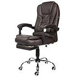 Bürostuhl Artnico, Drehstuhl mit Rollen, Fußstütze, Kunstleder, Ergonomischer Schreibtischstuhl, Computerstuhl, Konferenzstuhl, Mit armlehnen, Höhenverstellung, Lordosenstütze, C