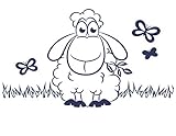 tjapalo® s-pkm 374 Wandtattoo Kinderzimmer Schaf und Schmetterlinge - in vielen Farben (B100 x H58 cm)
