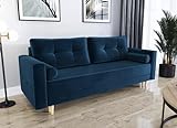 3xeliving modernes CECYLIA 3-Sitzer-Sofa mit Schlafmöglichkeit Farbe Marineb