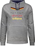Shirtracer Fussball WM 2022 Fanartikel - Mein Trikot ist in der Wäsche Deutschland - 4XL - Grau meliert/Navy Blau - Fan - JH003 - Hoodie zweifarbig und Kapuzenpullover für Herren und D