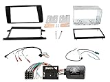 Autoradio Einbauset geeignet für Skoda Octavia inkl. Lenkrad Fernbedienung Adapter & Doppel-DIN Blende in Schw