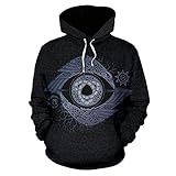 WYPAN Wikinger Odin Doppelkrähe Herren Hoodie mit Reißverschluss, Nordische Mythologie 3D-Druck Rune Tattoo Lässiges Sweatshirt, Langärmlige Sportbekleidung Für Paare,Hoodie,XXL