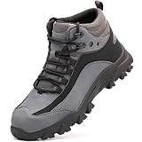 TimGoss Sicherheitsschuhe Herren S3 Arbeitsschuhe Wasserdicht Stahlkappe Sicherheitsstiefel Anti-Perforations Hoch Arbeitsstiefel 565 Grey 47