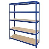 Certeo Stabiles Schwerlastregal | Tragkraft 200 kg pro Fachboden | HxBxT 1800 mm x 1500 mm x 600 mm | Blau | Metallregal Kellerregal Lagerregal Werkstattregal Garagenreg