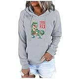 TUDUZ 2021 Weihnachten Kapuzenpullover Damen Hoodie Frauen Longarm Pullover mit Kordelzug Sweatshirt Freizeit Sport Langarmshirt Hoodies Training Pulli Streetwear(O,XL)