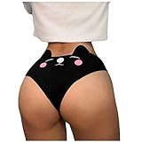 Dorical Damen Lustig Hasenohren Unterwäsche Dessous G-String Slips Unterwäsche Höschen Baumwolle Thongs Knick Underwear Sexy Panties Thong Babydoll Briefs Rabatt(Schwarz,X-Large)