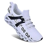 Wonesion Herren Fitness Laufschuhe Atmungsaktiv rutschfeste Mode Sneaker Sportschuhe,2 Weiß,47 EU