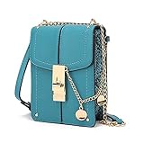 MKF Kleine Crossbody Handy Geldbörse für Frauen Kartenfächer - PU Leder Handytasche Mode Tasche Schultergurt, Lona Türkis, S