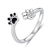 GDDX Daumen Schlangen Pfotenabdruck Katze verstellbare Ringe Sterling Silber Finger Tier Ring Schmuck Geschenke für Frauen (Pfotenabdruck ring)
