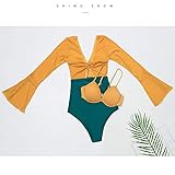 wanhaishop Zweiteiliger Badeanzug Badeanzug-Weinlese-Bauch-Steuer Backless Badeanzug Frauen Bikini Damen (Color : Yellow, Size : XXL)