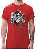 Sprüche Statement mit Spruch - Mach mal lauter! - XXL - Rot - rotes Tshirt mit Gitarren - L190 - Tshirt Herren und Männer T-S