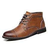 Heimaolvcznj Herrenschuhe Männer Leder Schnürstiefel Männer Stiefel Männer Herbst Winter Mode Schuhe Männliche Bequemliche Beiläufige Ankle Männer Stiefel (Color : Light-Brown, Size : 7.5-US)