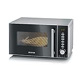 SEVERIN 3-in-1 Mikrowelle mit Grill und Heißluftfunktion, Minibackofen mit 10 Leistungsstufen, multifunktionale Mikrowelle mit Drehlteller und Grillrost, schwarz, MW 7865