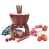 Schokoladenfondue Set,Schokoladenherd Käse Fondue Topf Keramik Fondue Set mit 4 Fondue-Gabeln und 2 Teelampenhalter für Geschmolzene Schokolade,alle Arten von Käse-Schokoladen-F