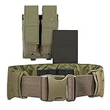 TACWRK x Tasmanian Tiger TT Warrior Belt LC + Tasmanian Tiger DBL Pistol Mag MKII Rubber Patch - Bundle Molle Einsatz-Gürtel + Magazin-Tasche + Rubber Morale Patch, O