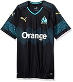 PUMA Herren Olympique de Marseille Away Shirt Replica SS Trikot, Black-bleu Azur, M