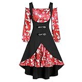 GFGHH Weihnachten Kleid Damen Sexy V-Ausschnitt Damen Party Elegant Weihnachtsmann Kostüm Samt Kleid Miss Schulterfreies Kleid Santa Claus Kostüm Langarm Weihnachtskleider Weihnachtsfrau Kleid Tunik