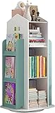 LXESWM Bücherregal Journal Regal Kinder Regal, 360-Grad-Drehung Regal Speicher-Halter, Holz Personal Buch Rack-Boden Corner-Rack for Home Office (Farbe : Vert, Size : 41x41x95cm(16x16x37inch))