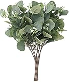 10PCS künstlicher Eukalyptus,Künstlicher Eukalyptus Zweig,Eukalyptus Kunstpflanzen Künstlich Grünpflanzen Künstliche Eukalyptusblume für Balkon Garten Drinnen Draußen Frühling Fensterbank Dek