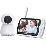 Babyphone, Maysly 1080P Video Babyphone mit Kamera und Audio, 5,0'TFT-Bildschirm, wiederaufladbarer 3600-mAh-Akku, Zwei-Wege-Audio, Remote-Pan-Scan, Weinalarm, Nachtsicht- und Temp