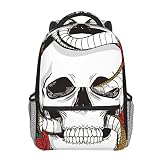 ZUNPNG Süßer Rucksack Rock and Roll Skull Rose Snake Große Kapazität Wandern Reisetasche Casual Daypack mit verstellbarem Schultergurt für Damen und H