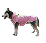 Haustier-Regenmantel, leicht, PVC, wasserdicht, Polyester, Hoodie mit reflektierenden hellen Farben, Hunde-Regenmantel, Poncho-Jacke für kleine/mittelgroße und große Hunde (Pink)