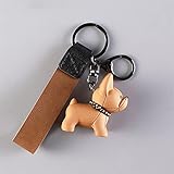 FXGSUWUY Kreative Karikatur Bulldog Schlüsselanhänger Leder Hundeanhänger for Frauen-Beutel- Anhänger Auto-Mappen-Handschlüsselring- Halter Zubehör (Color : 6, Size : 5cm)