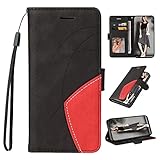 FMPC Hülle kompatibel mit Huawei P8 lite2017/P9 lite 2017/Honor 8 lite,Flip Handyhülle Ständer TPU Brieftasche Magnetische Klapphülle Ledertasche Case für Huawei Honor 8 lite/P9 lite 2017,Schw